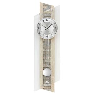 AMS Funkpendel Wanduhr Glas Naturstein Rückwand