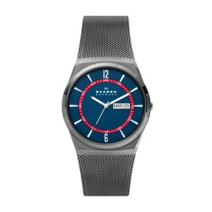 Herrenuhr Skagen Melbye Blaues Zifferblatt sehr flach