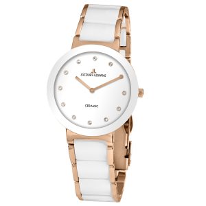 Edelstahl Keramik Damenuhr Swarovski Crystals bicolor