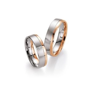 Eheringe Weißgold und Rotgold Herrenring 66/20020