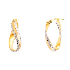 Designer Creolen Gold gedreht als Bicolor Schmuck
