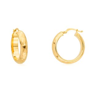 Pure Ohrringe Gold 585/- diamantiert poliert Ø 21 MM