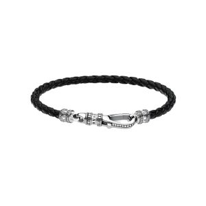 Geflochtenes Thomas Sabo Lederarmband mit Karabiner